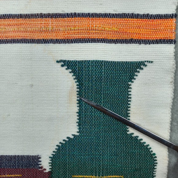 Vintage Southwest Table Runner Textile Pottery Native American Mexican Handmade - Picture 8 of 8